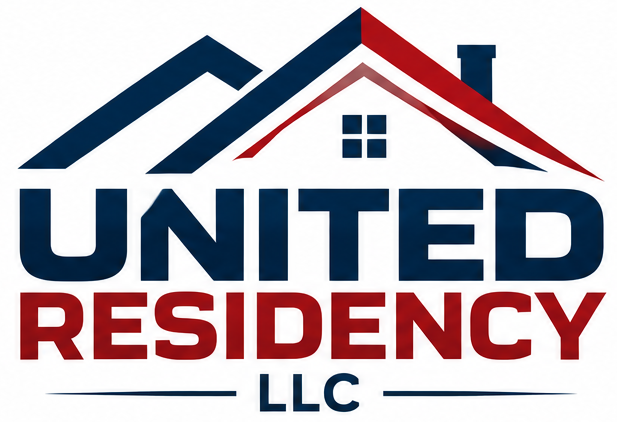 United Residency LLC navy and red roofline logo